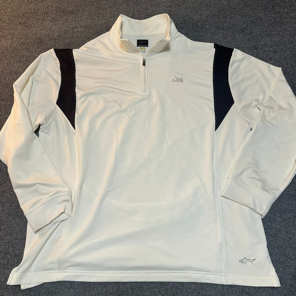 Greg Norman Mens White Black Quarter Zip Pullover XXL Wild Dunes PlayDry Golf
